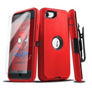 For Apple iPhone 6 7 8 Plus SE 2nd 3rd Gen Shockproof Military Heavy duty Rugged Case + Belt Clip +Screen Protector Defender Cover