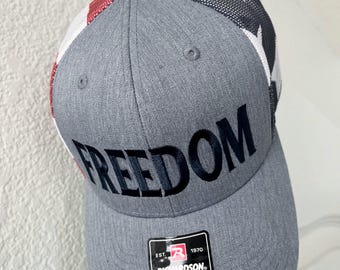 FREEDOM embroidered USA Richardson Trucker Hat