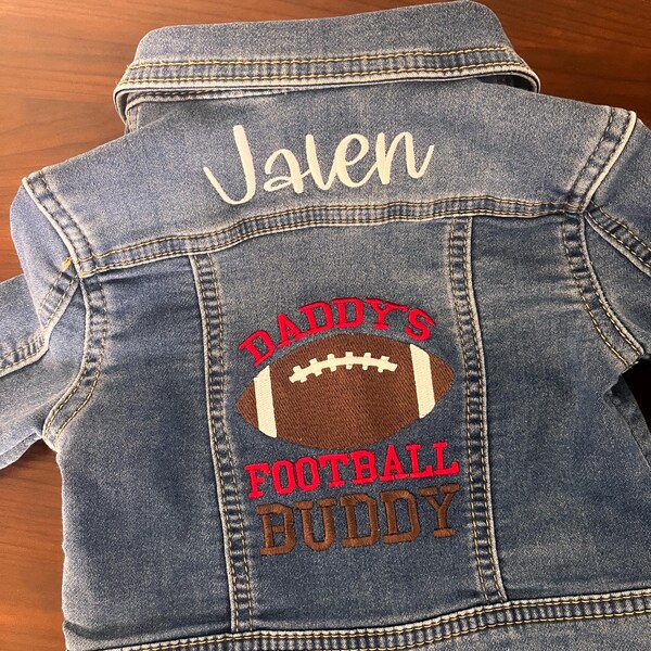Daddy's Football Buddy Baby/Toddler Personalized Jean jacket sizes newborn to 2T