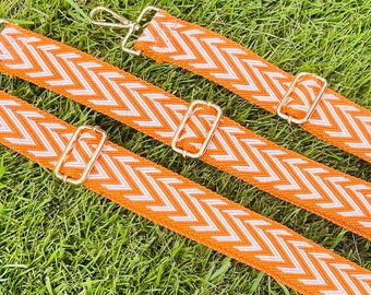 Orange and White Purse Strap / Game Day Purse Strap / Game Day Bag strap / Tennessee / Stadium Bag / Stadium Purse / Clemson / Gold Hardware