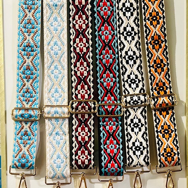 guitar strap, turquoise strap, Boho woven purse/bag strap,adjustable crossbody bag strap,replacement strap,shoulder strap Canvas Purse Strap