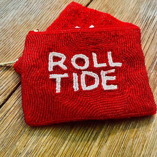 Game day beaded coin purse / beaded game day wallet / ROLL TIDE beaded coin purse / Roll Tide wallet / Alabama game day / stadium purse