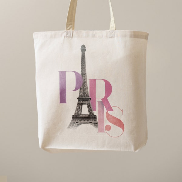 Easy DIY Canvas Tote Bag - Paris Tote bag - Digital Download Tote Bag - Paris Travel Themed Gift - Cute Shopping Bag -  Eiffel Tote - travel