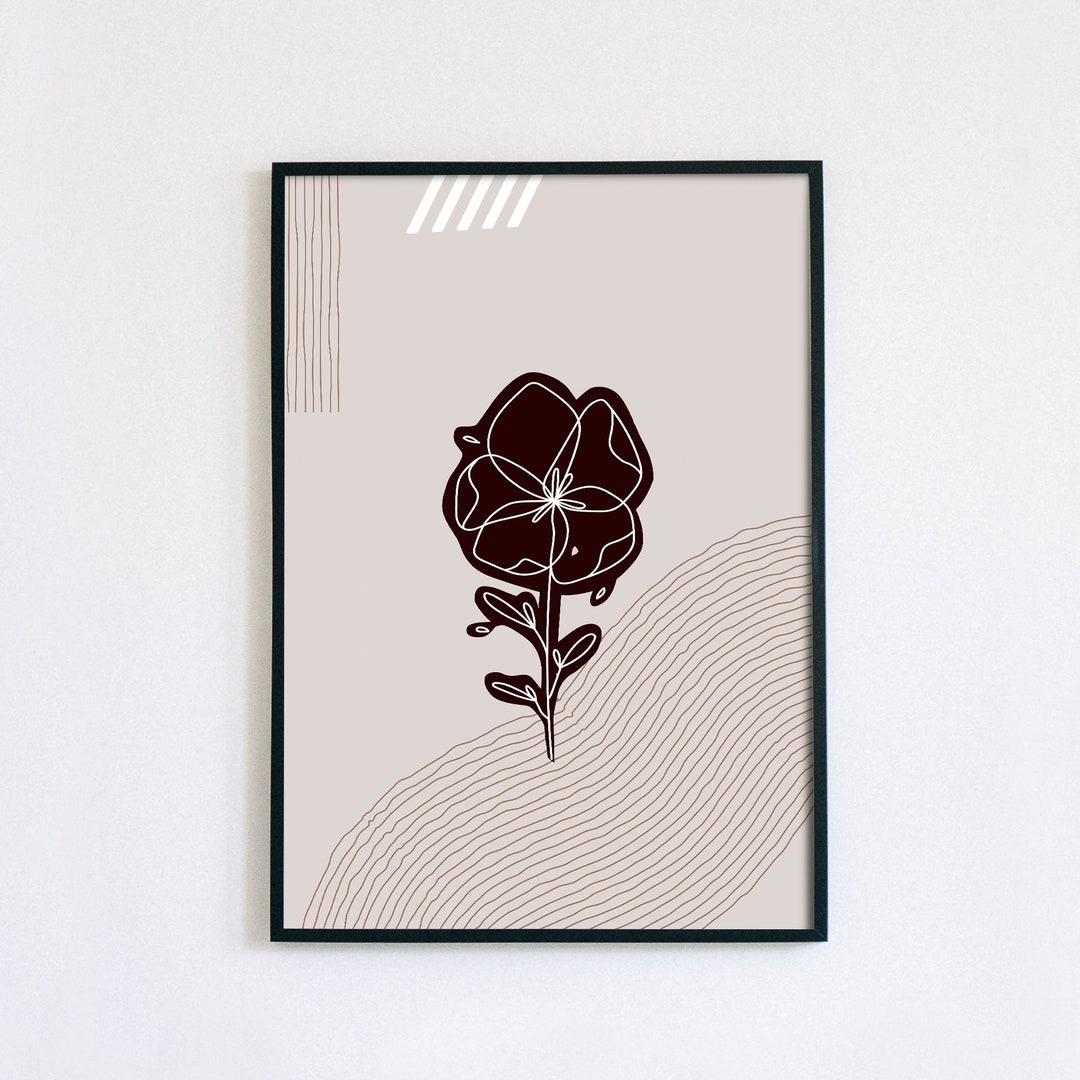 Minimalist Wall Art, Botanical Line Art Printable, Line Flower Art ...