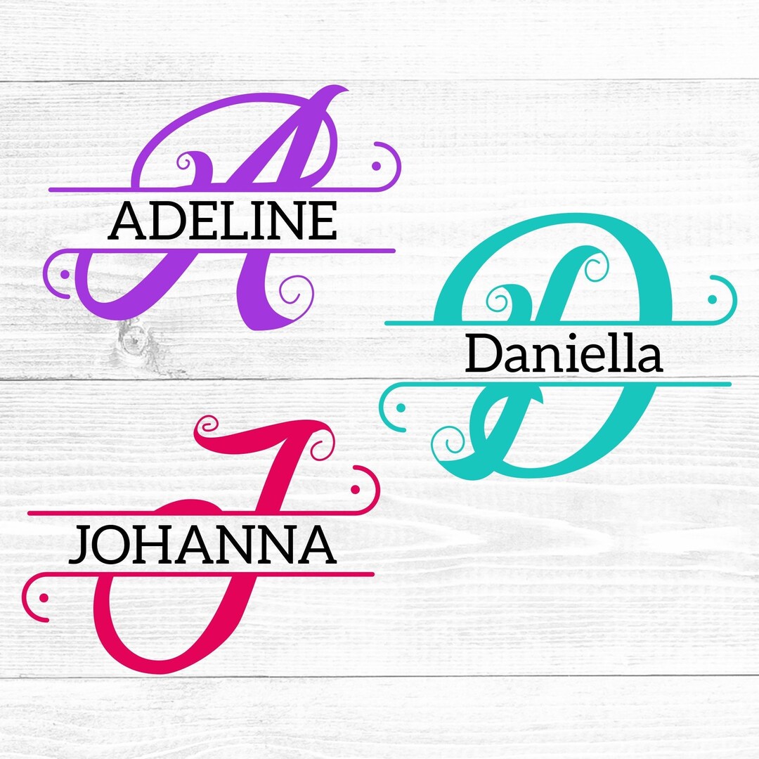 Split Alphabet SVG, PNG, Split Monogram Frame Alphabet, Calligraphy ...