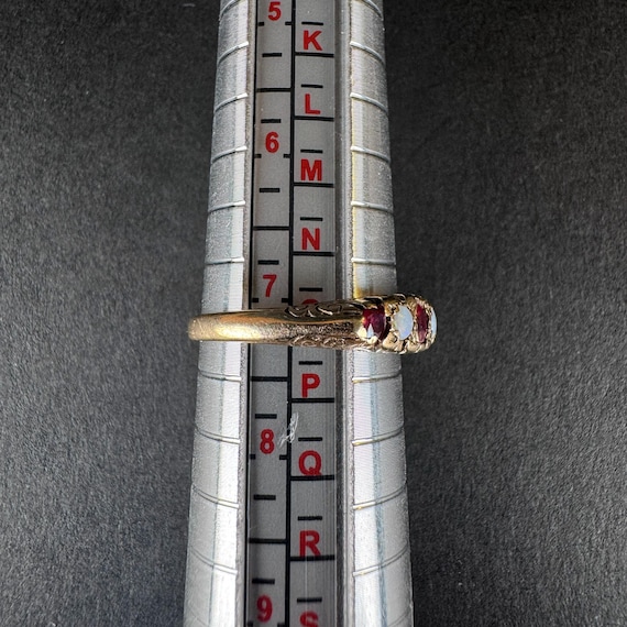 9ct Gold Opal & Ruby Five-Stone Ring - image 3