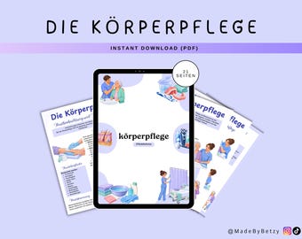 Körperpflege – Lernzettel für die Pflegeausbildung | 21 Seiten Grundpflege als PDF