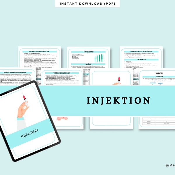 Injektionen Lernzettel Pflegeausbildung | Zusammenfassung | Medizin