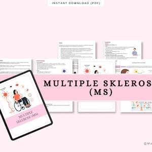 May include: A digital download of an informational guide about multiple sclerosis (MS). The guide includes illustrations of the disease and its effects on the body. The text on the cover reads "Multiple Sclerosis (MS)".