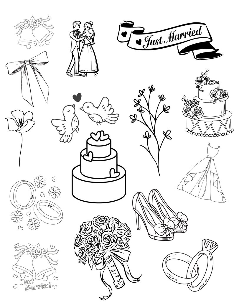 Wedding Coloring Pages Kids Activity Bridal Shower Coloring Book PDF ...