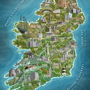 Stampa mappa Irlanda, incorniciata o solo stampa