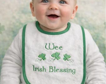 Embroidered Wee Irish Blessing Bib