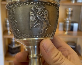 Keltischer Löwe Weinkelch Aus Zinn – Handgefertigt In Irland, Ca. 200 Ml, Inspiriert Vom Book Of Kells