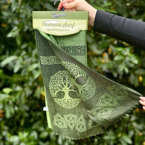 Pashmina Scarf With Tree Of Life Green