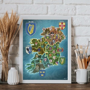 Irlande Armoiries Carte Imprimer | Cadeau Irlande | Carte irlandaise