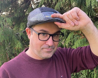 Irish Flat cap in Gray Patchwork