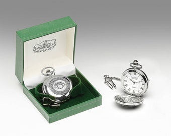 Montre de poche Mullingar Pewter pour hommes - Claddagh Design I Cadeau irlandais I Cadeau irlandais I Cadeau pour homme