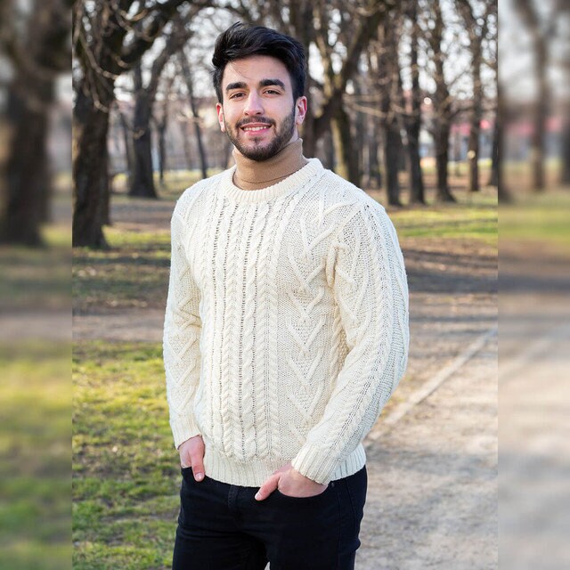 Mens Aran Sweater - Etsy UK