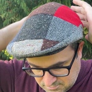 Irish Patchwork Flat Cap Red Tones