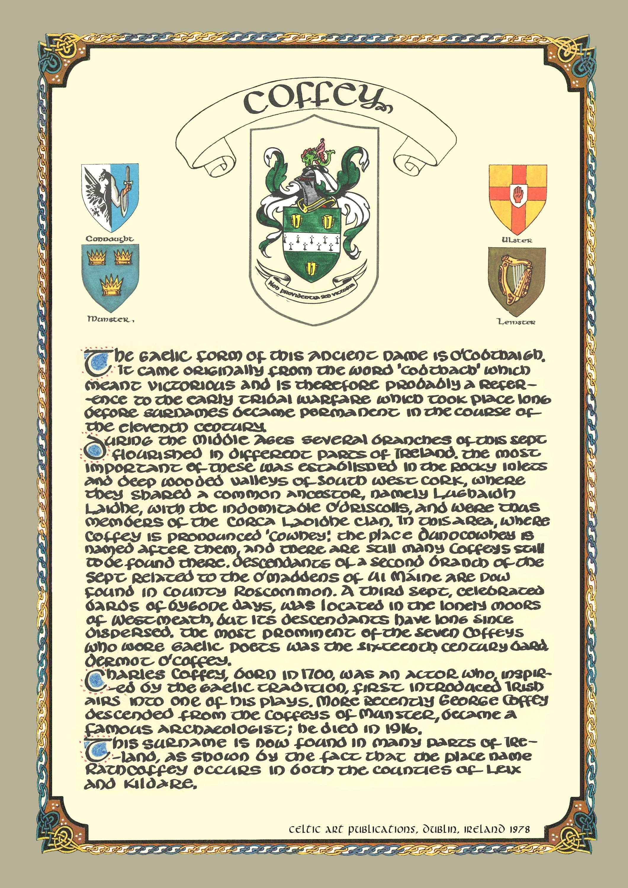 Coffey Family Crest Irish Coat of Arms Irish Family Crest - Etsy Finland