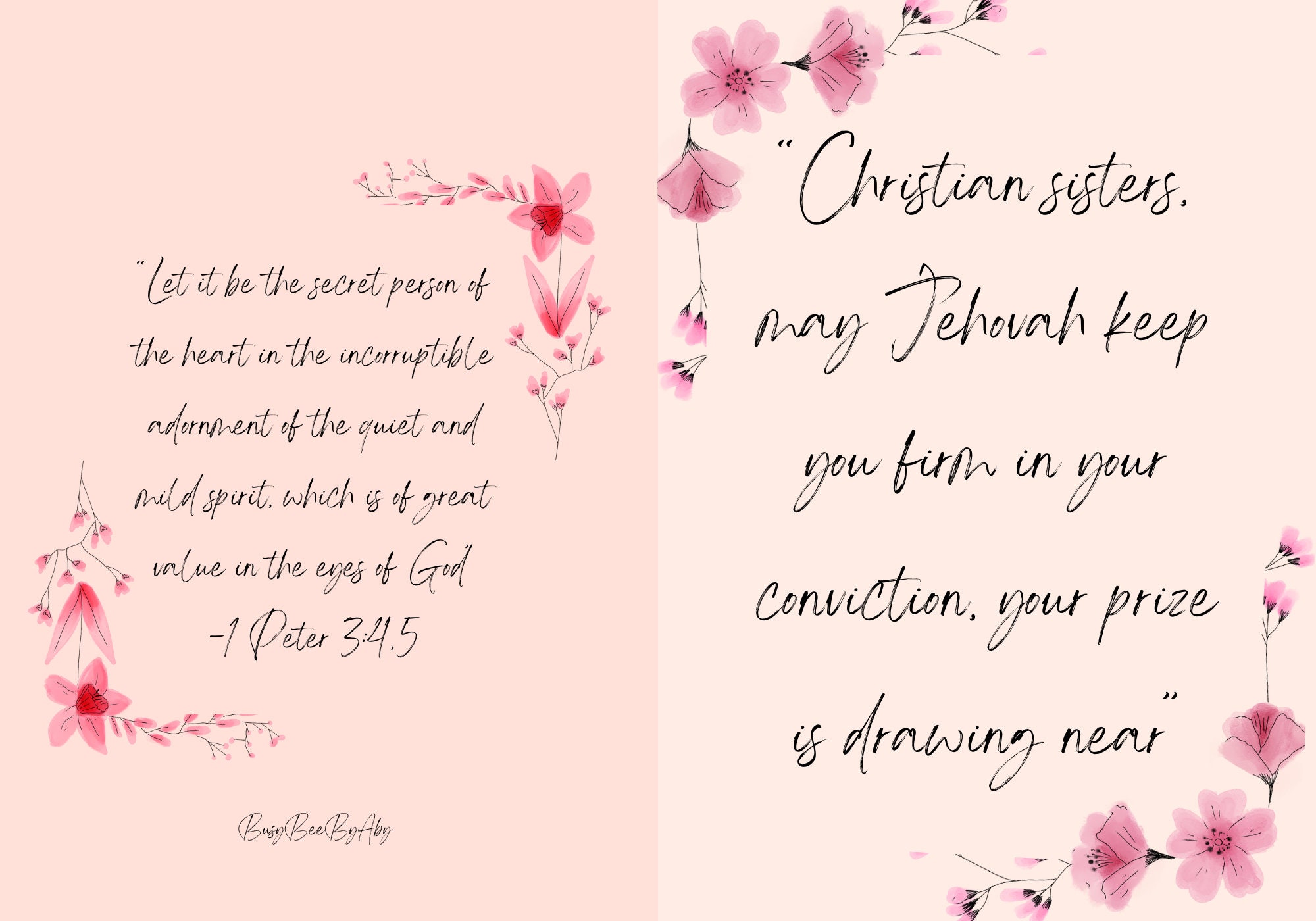Christian Sisters Printable and Foldable Greeting Card Size 10x7in - Etsy