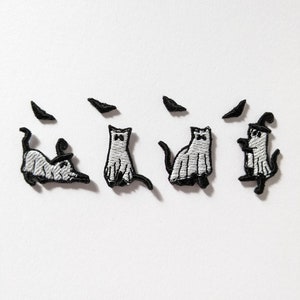 Ghost cats Embroidery patch Iron on Patch Garment Stickers Embroidery Applique Halloween. Glow in the dark. Set of 4 cats