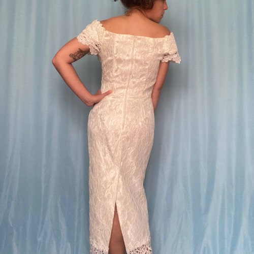 Vintage Jessica McClintock Off the Shoulder shops Bridal Gown