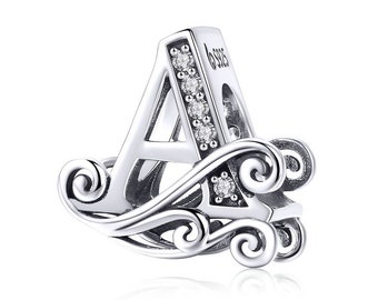 WOSTU 925 Sterling Silver 2019 A-Z 26 Letter Dazzling Beads For Original Mother's Day Jewelry