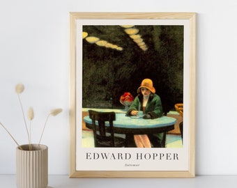 Automat Painting with Text, Edward Hopper, Printable Neoclassicism Wall Art Decor, Modernism Landscape, Fine Art Poster Instant Download