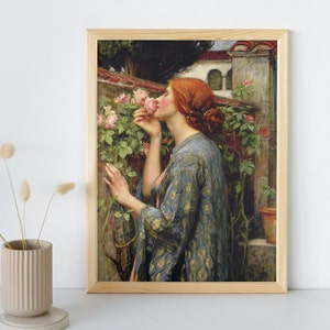 El alma de la rosa, John William Waterhouse, arte mural imprimible, impresión de retrato famoso, arte clásico, decoración del hogar, descarga instantánea