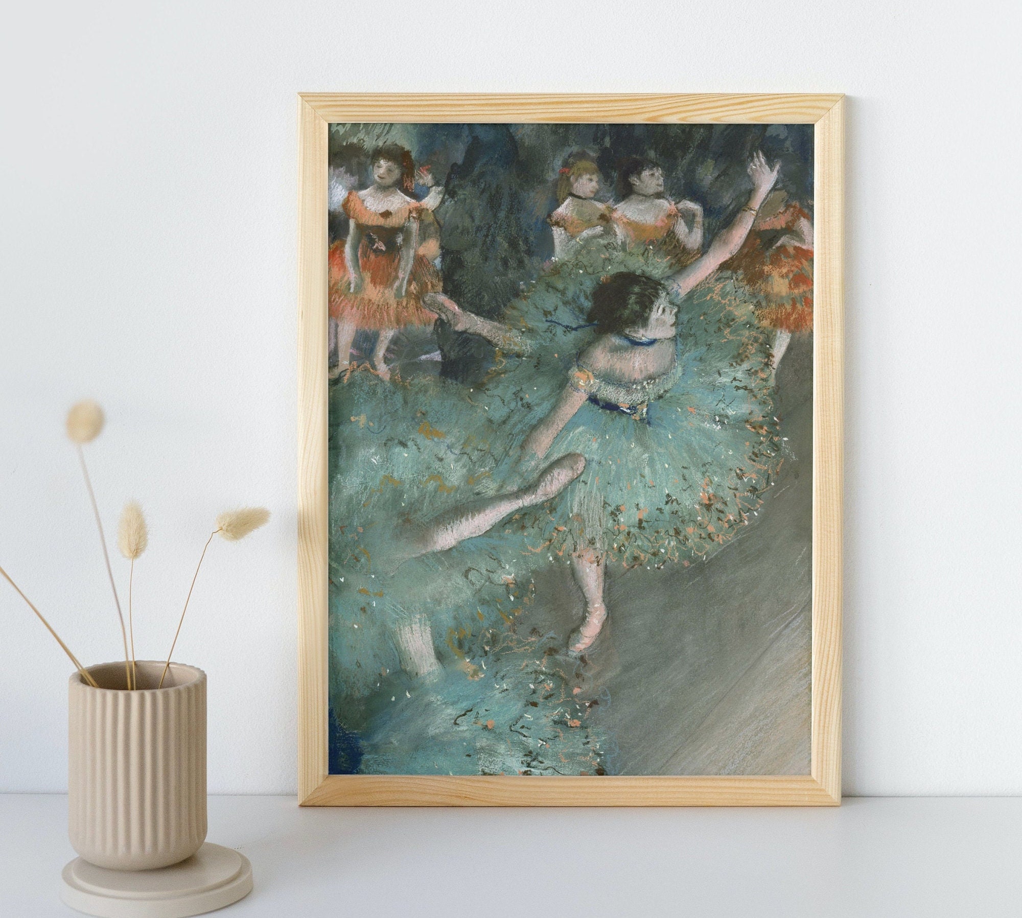 揺れる踊り子（緑の踊り子）の絵画、エドガー・ドガ、印刷可能な壁飾り