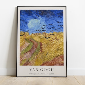 Wheatfield with Crows Painting, Vincent van Gogh Print, Printable Impressionism Wall Art, Famous Impressionist Art Poster, Digital Download