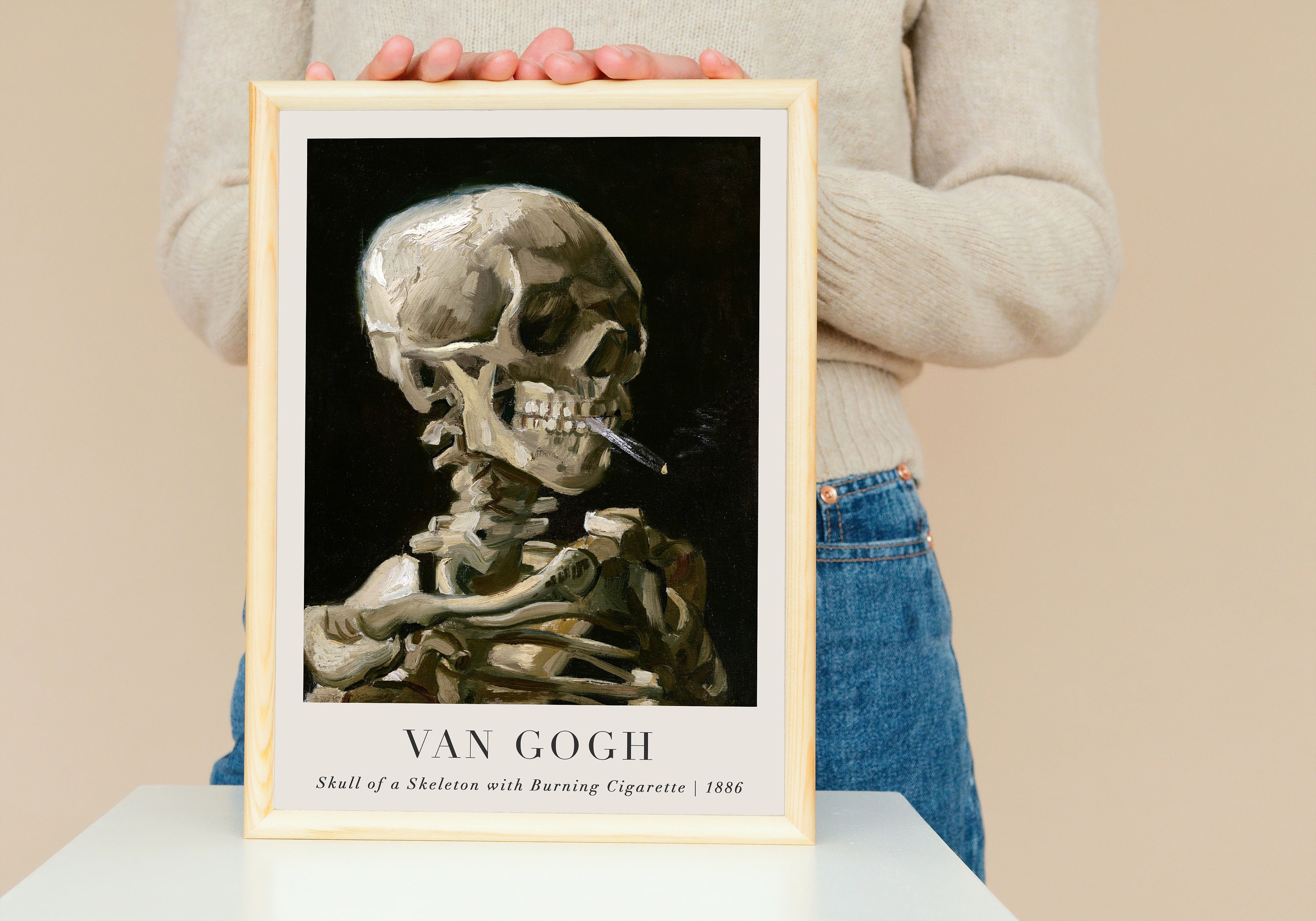 skeleton smoking cigarette poster #2 Red Vincent Van Gogh Skeleton