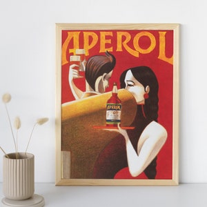 Vintage Aperol Fine Art Print, Couple Dancing Wall Art Painting, Vintage Beverage Prints, Large Bar Poster Decor, Printable Digital Download