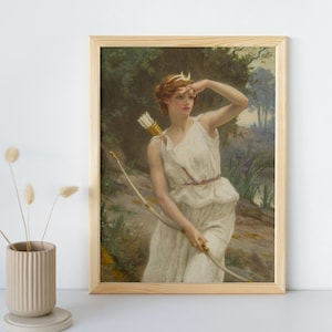 Diana the Huntress Painting, Guillaume Seignac, Printable Wall Art Decor, Famous Portrait Print, Classic Fine Art Poster, Instant Download