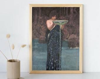 Circe Invidiosa, John William Waterhouse, Hechicera, Arte mural imprimible, Retrato de la famosa mitología griega, Bellas Artes, Descarga instantánea