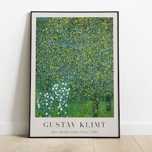 Rose Bushes Under Trees Painting, Gustav Klimt, Printable Wall Art, Famous Portrait Print, Fine Art Poster, Home Decor, Instant Download