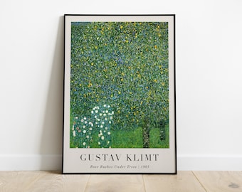 Rose Bushes Under Trees Painting, Gustav Klimt, Printable Wall Art, Famous Portrait Print, Fine Art Poster, Home Decor, Instant Download