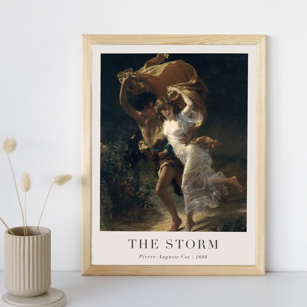 Peinture avec texte La tempête, lit de bébé Pierre Auguste, décoration d'art mural imprimable, impression portrait célèbre, affiche d'art classique, téléchargement immédiat