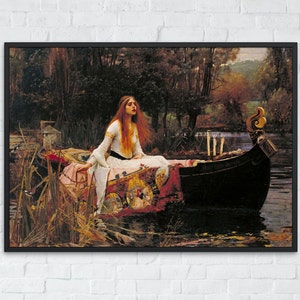 The Lady of Shalott Painting, John William Waterhouse, Printable Wall Art Decor, Famous Landscape Print, Classic Fine Art, Instant Download