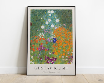 Cuadro de jardín de flores, Gustav Klimt, Blumengarten, arte mural imprimible, impresión de retrato famoso, póster de bellas artes, decoración del hogar, descarga instantánea