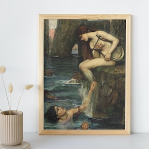 The Siren, John William Waterhouse Printable Wall Art, Famous Portrait Print, Classic Vintage Fine Art Poster, Home Decor, Instant Download