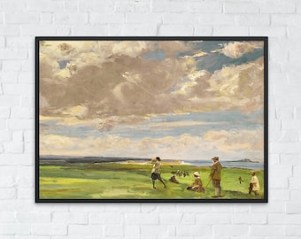 Stampa Golf, Pittura Vintage Campo da Golf, Arte Stampabile Paesaggio, Decorazione Murale Golf Retro, Regali per Fan del Golf, Download Digitale Sport Vintage