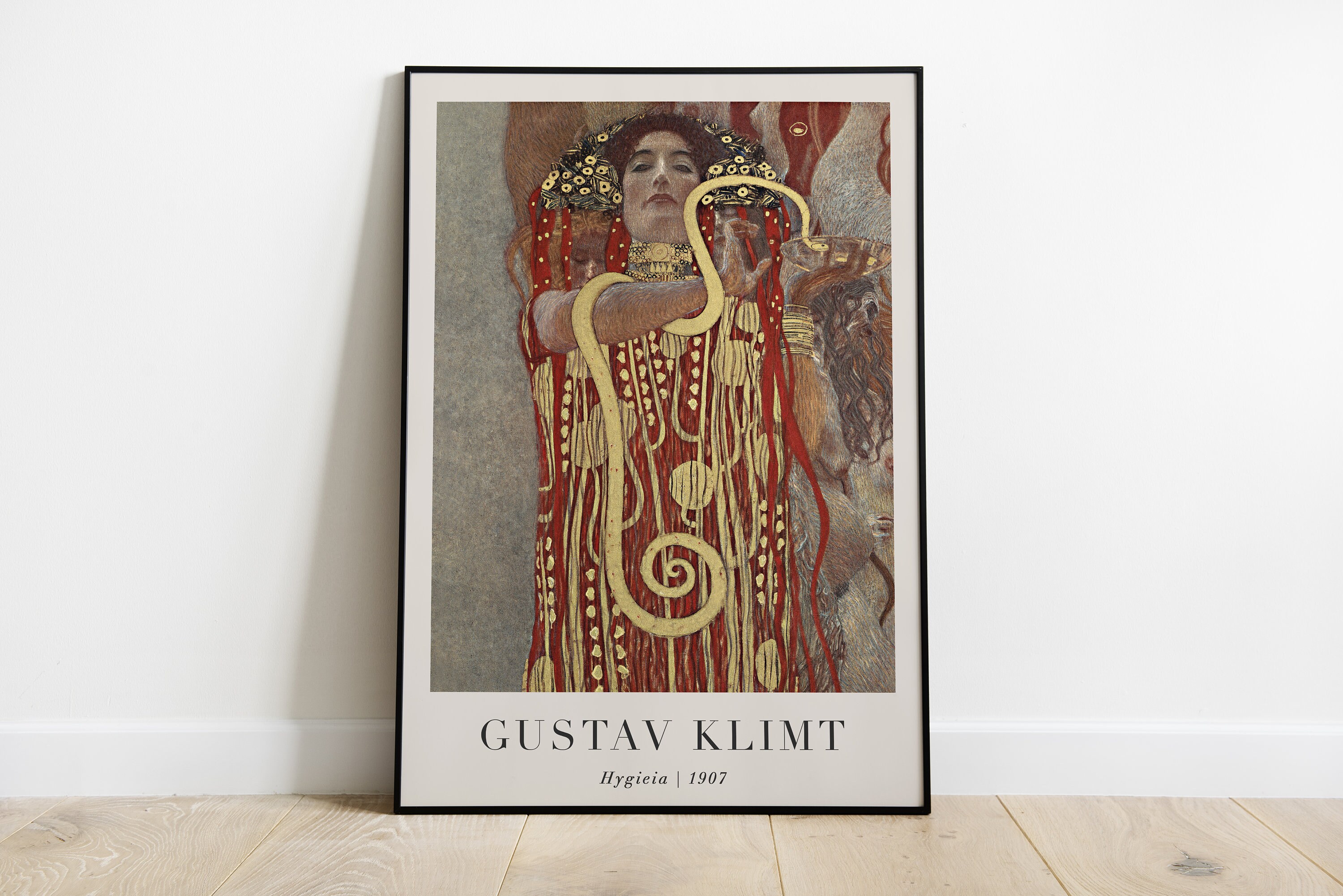Hygieia Painting with Text, Gustav Klimt, University of Vienna, Printable Wall Art, Famous Portrait Print, Fine Art Poster, Instant Download