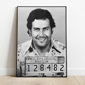 Black and White Pablo Escobar Mugshot, Vintage Celebrity Print, Narcos Wall Decor, Pablo Escobar Poster, Printable Wall Art Digital Download