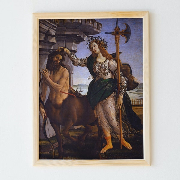 Pallas et Centaur Peinture Sandro Botticelli, Décor d’art mural imprimable, Affiche imprimée célèbre Botticelli, Beaux-Arts classiques, Téléchargement instantané