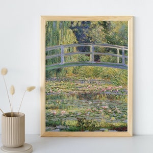 Claude Monet Painting, Printable Wall Art, Bridge Over a Pond of Water Lilies Print, Floral Poster, Classic Fine Art Decor, Instant Download
