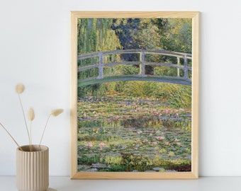 Claude Monet Painting, Printable Wall Art, Bridge Over a Pond of Water Lilies Print, Floral Poster, Classic Fine Art Decor, Instant Download