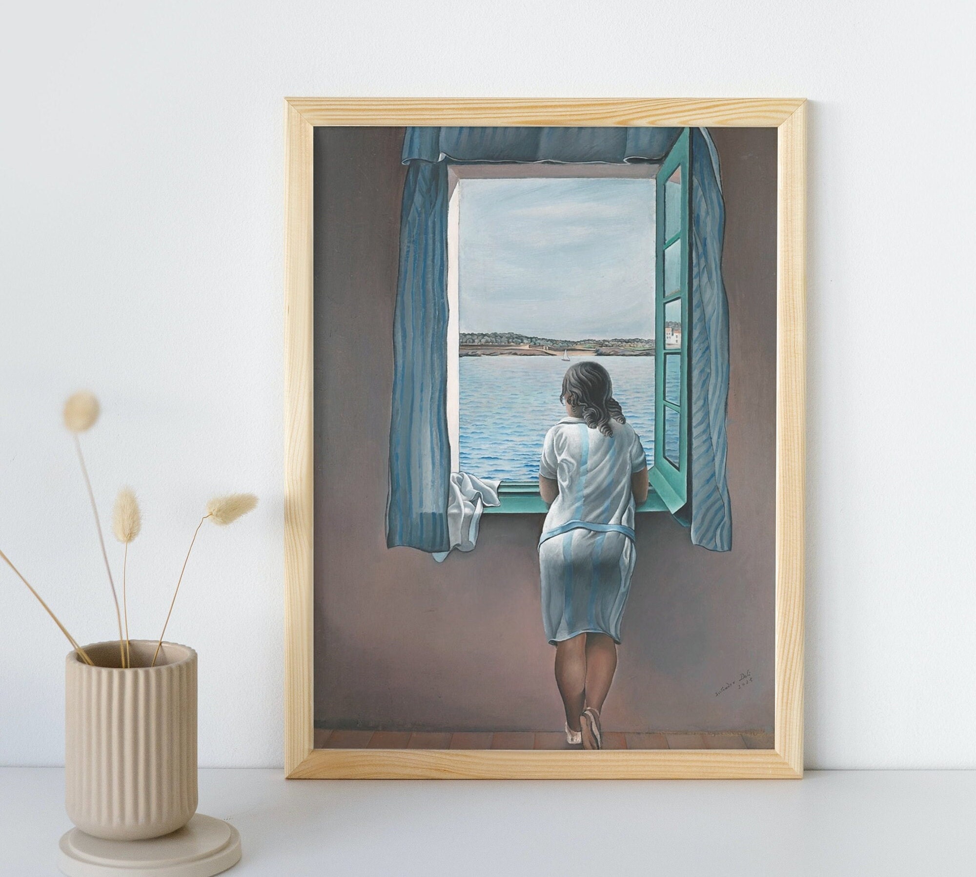 Young Woman at a Window Painting, Salvador Dali, Printable Wall Art Decor, Famous Portrait Print, Classic Fine Art Poster, Instant Download