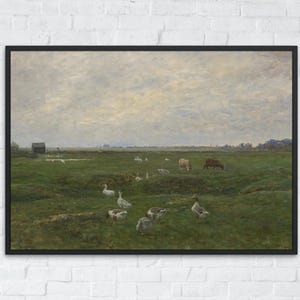 Vintage Farmhouse Duck Art, Country Animal Wall Decor, Antique Farm Painting, Rustic Duck Printable, Digital Farmhouse Art, Animal Poster